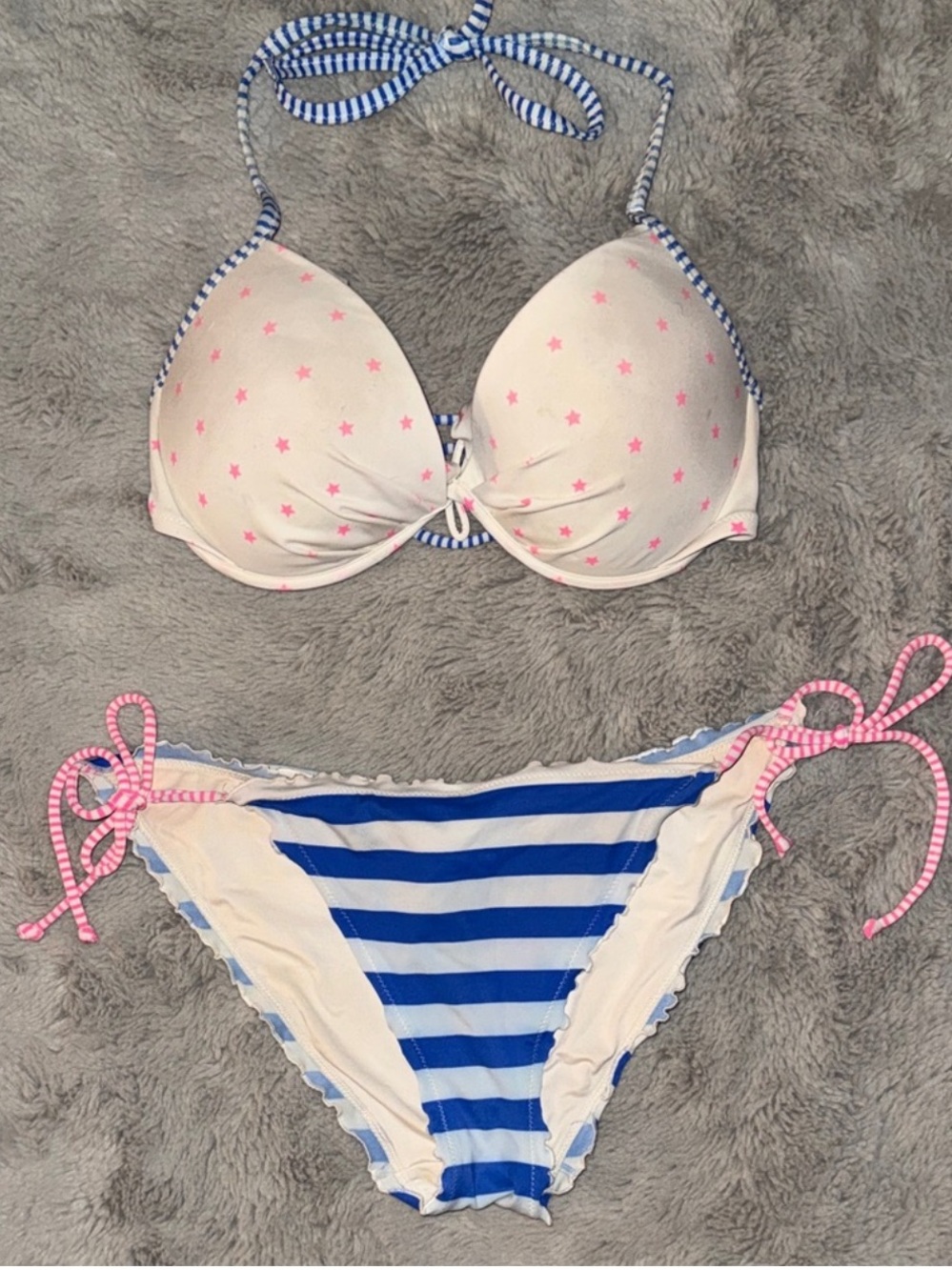 Victoria’s Secret 36D M Star Stripe Americana Y2K Bikini Set